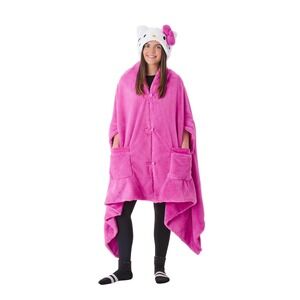 Jay Franco Hello Kitty Pink Adult Hooded Blanket 43" x 81" Faux Fur Wearable